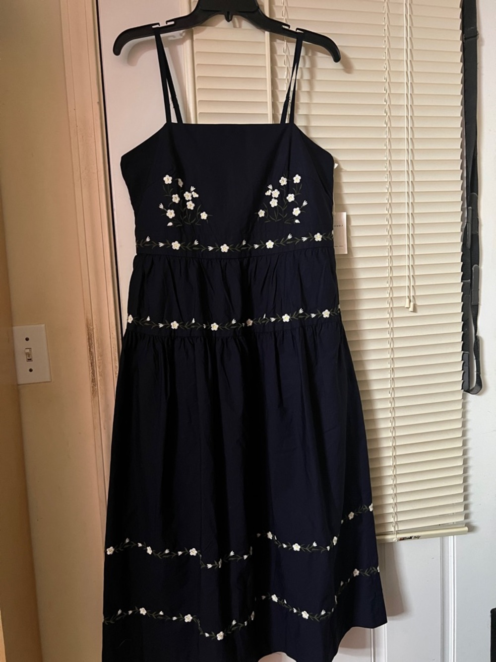 Navy Floral Embroidered Sundress. Free assembly